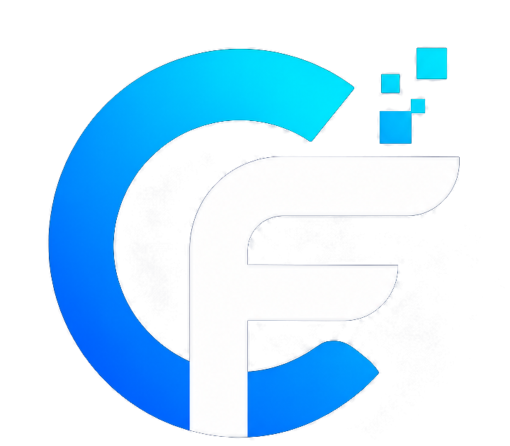 Logo creationfacile.fr, monogramme CF bleu et blanc